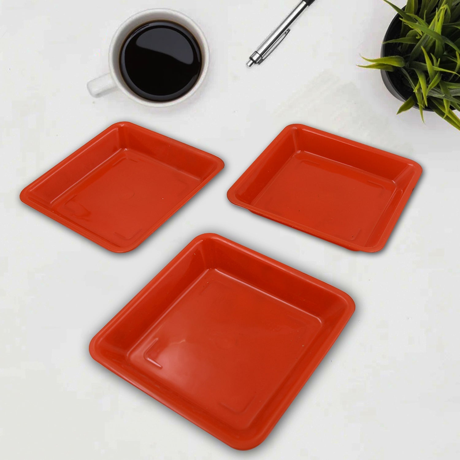 5563 Square Plastic Halwa Dinner Plate Snacks / Breakfast, Restaurant Serving Trays Home School Coffee Hotel Kitchen Office (3 Pcs Set) 5563 Square Plastic Halwa Dinner Plate Snacks / Breakfast, Restaurant Serving Trays Home School Coffee Hotel Kitchen Office (3 Pcs Set)